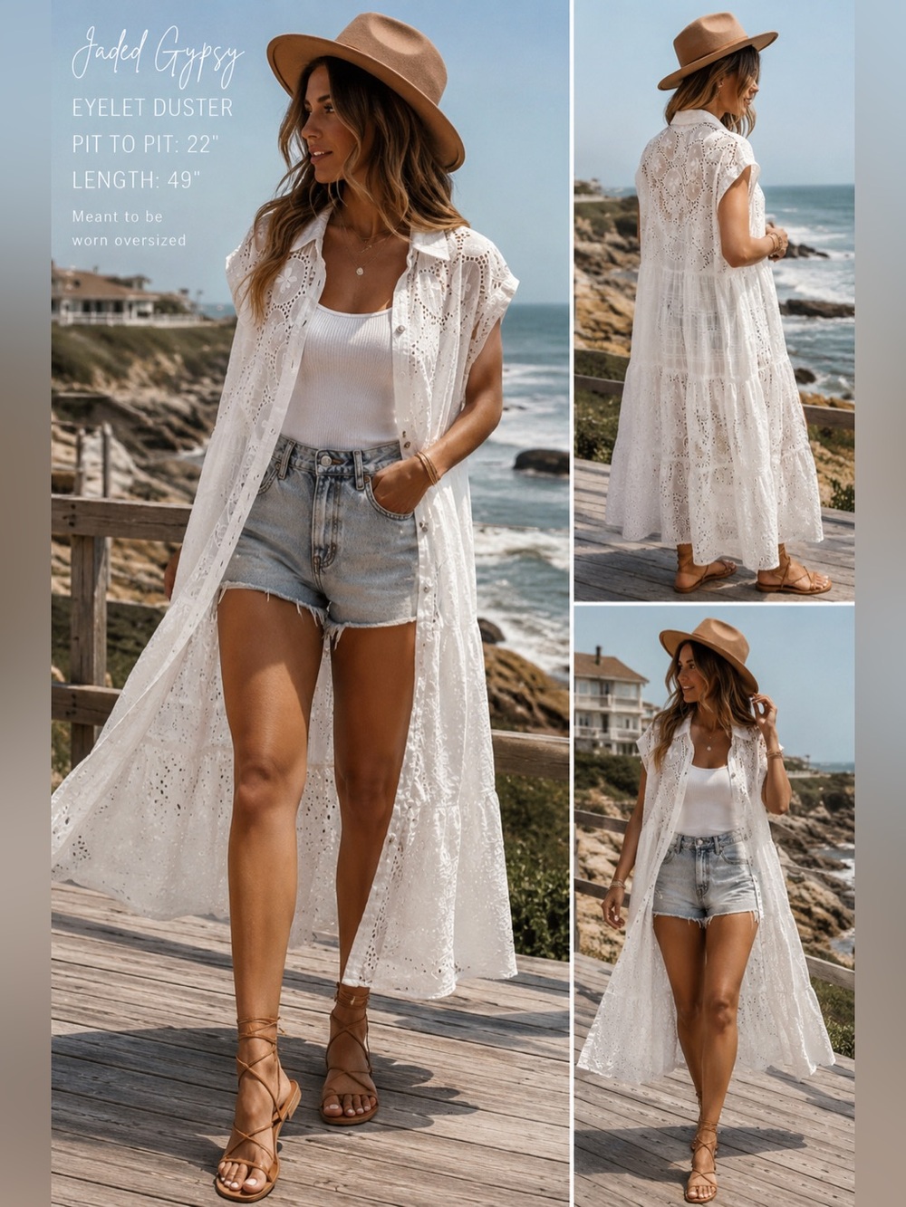 "Jaded Gypsy Eyelet Button Down Dress Duster" S/M